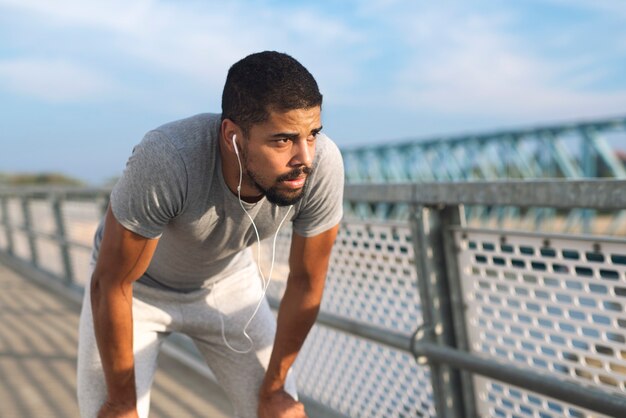 Sportsman getting motivated for training