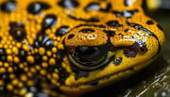 Free photo spotted amphibian looking with yellow eyes closely generated by ai