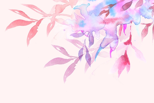 Free Photo spring floral border background in pink with leaf watercolor illustration