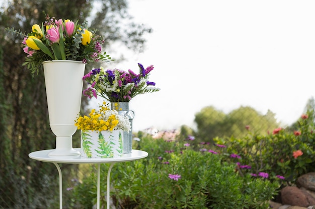 Spring scene of table with vases