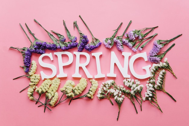 Free Photo spring word in small soft flowers