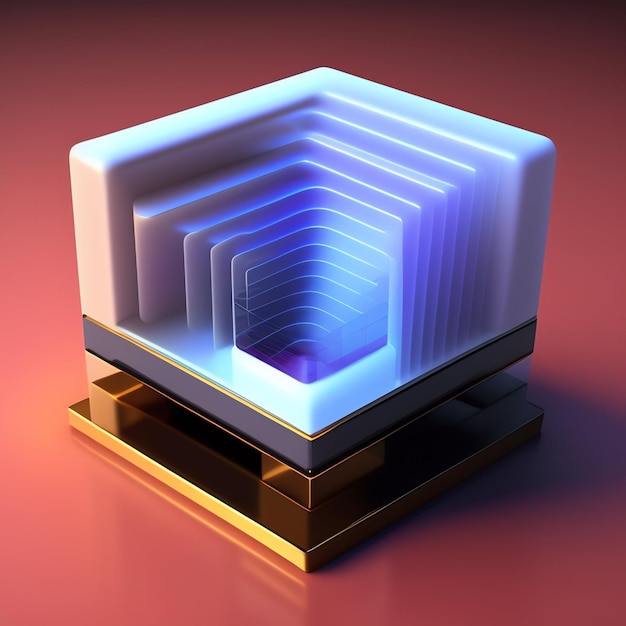 Free photo a square box with a blue light on it