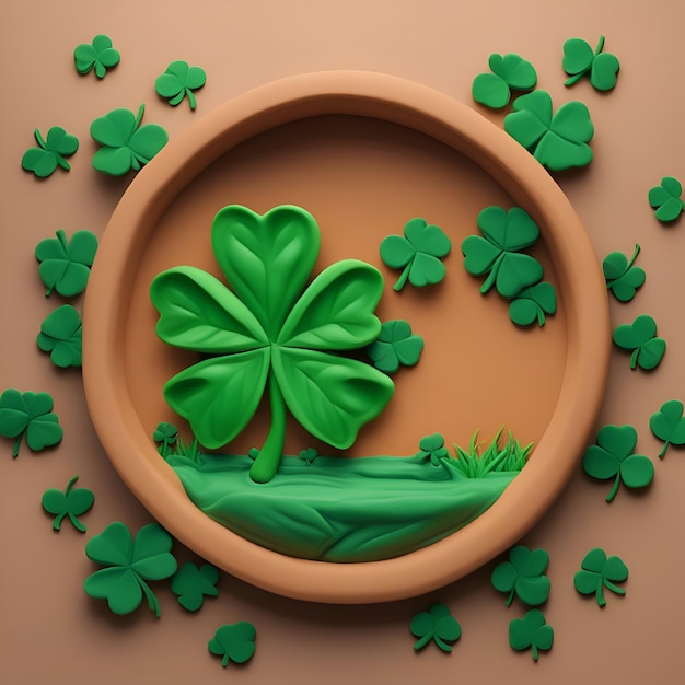 Free photo st patrick's day background with clover leaves 3d rendering