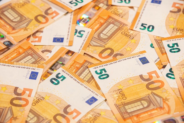 Free photo stack of fifty euro banknotes