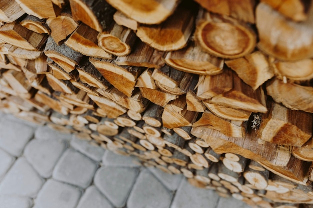 Free photo stack of firewood textured background