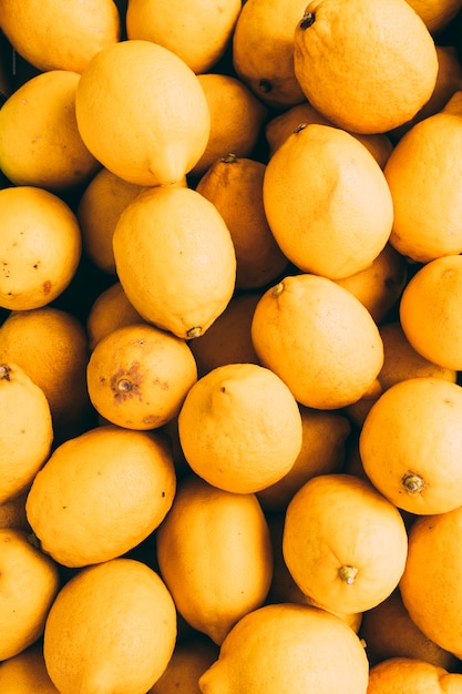 Stack of fresh lemons