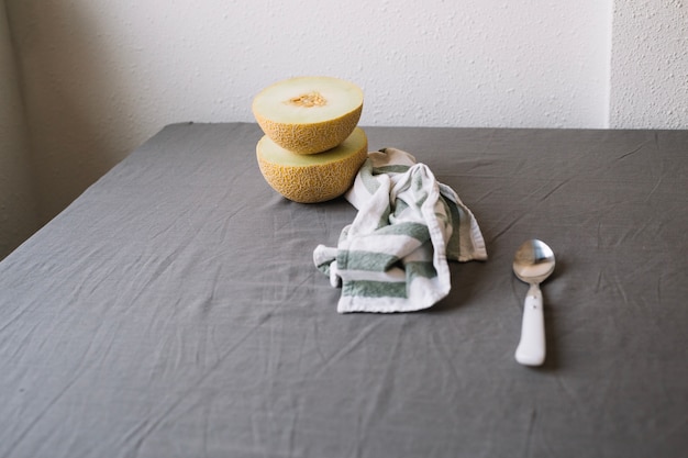 Free Photo stack of fresh melon halves