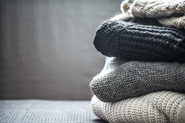 stack of knitted sweaters