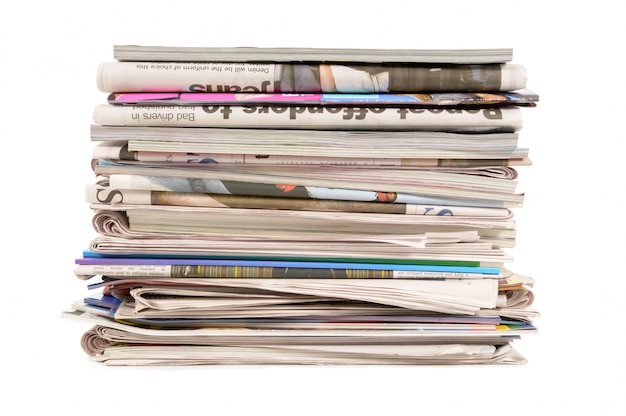 Stack of newspapers and magazines 