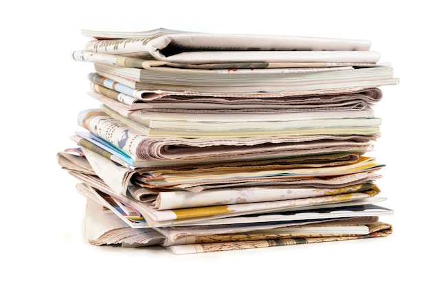 Stack of old newspapers and magazines 