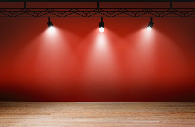 Free photo stage light with red background