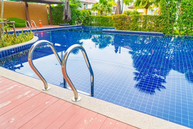 Stair swimming pool in beautiful luxury hotel pool resort