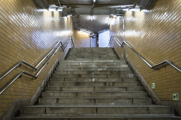 Staircase in subway station .