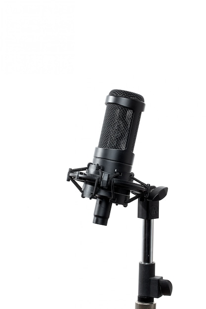 Standing microphone on white background