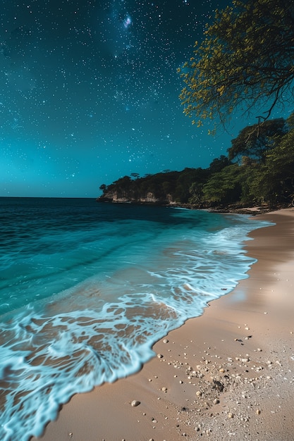 Free photo starry clear sky view with nature landscape