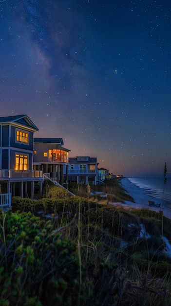 Free Photo starry sky over the town