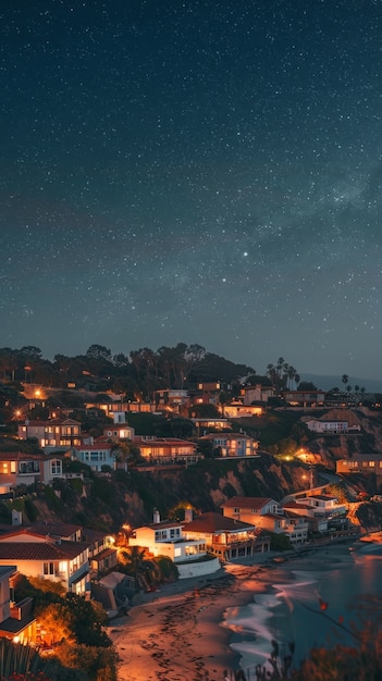 Starry sky over the town