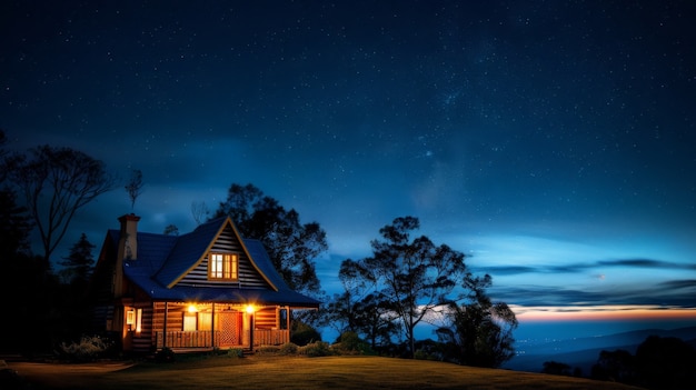 Free photo starry sky over the town