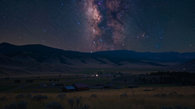 Starry sky over the town