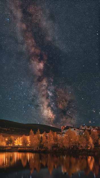 Free Photo starry sky over the town