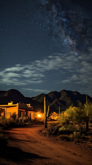 Starry sky over the town