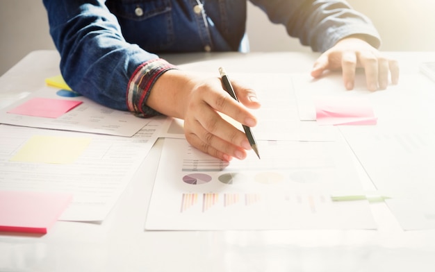 Startup business woman working with business documents.