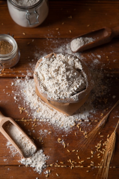 Free photo stashed flour used for cooking