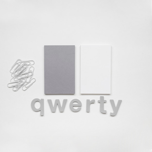 Free Photo stationery business visiting cards and qwerty concept