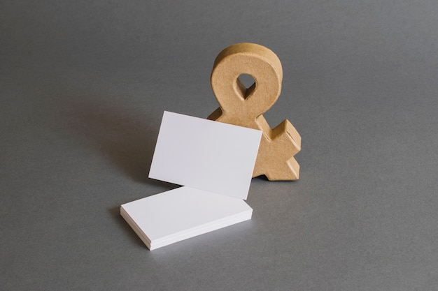 Stationery concept with business cards and ampersand