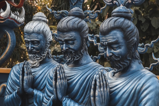 Statues from the Blue Temple in Chiang Rai Thailand Wat Rong Suea Ten