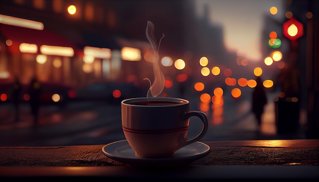 Free photo steam rises as coffee cools in night generated by ai