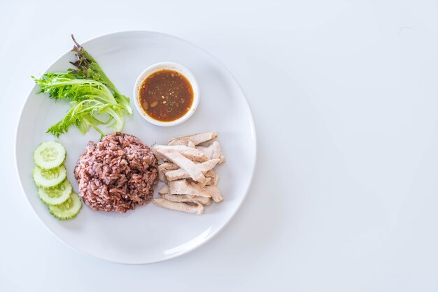 Steamed chicken with rice berry