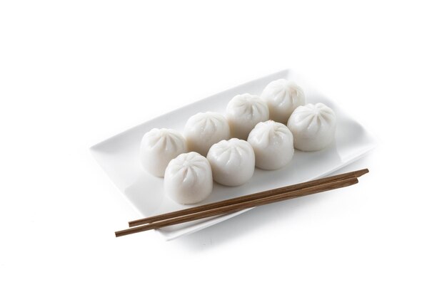 Steamed dumplings isolated on white background