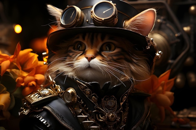 Free photo steampunk cat portrait