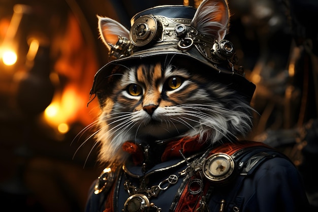 Free photo steampunk cat wallpaper