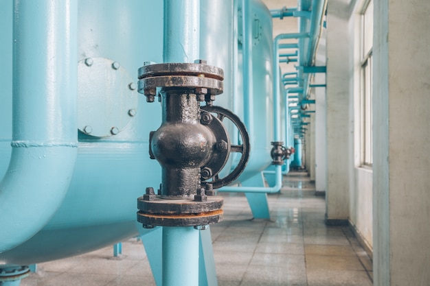 steel pipelines and cables in a plant