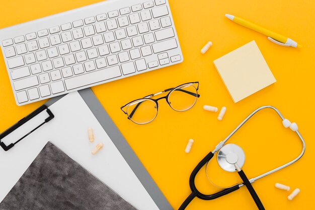 Stethoscope on medical desk