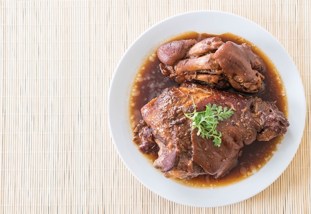 Stewed pork leg in gravy soup