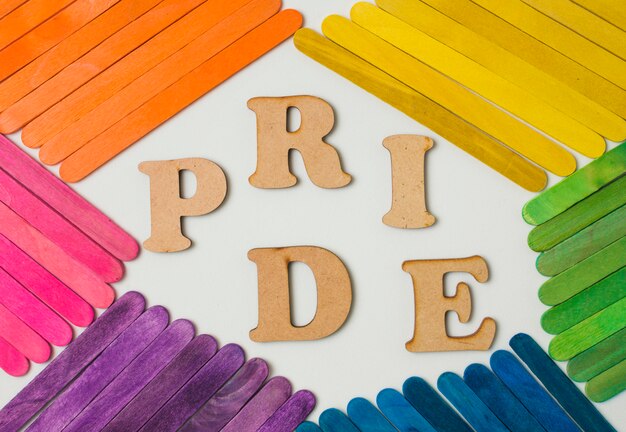 Free Photo sticks in bright lgbt colors and pride word