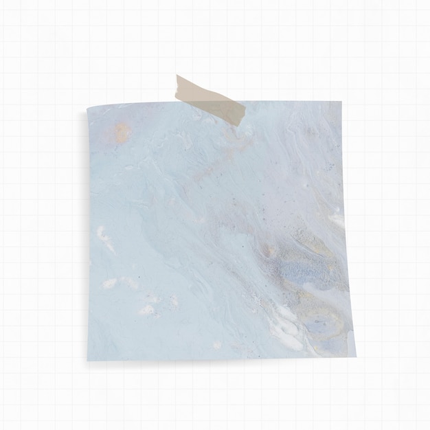 Sticky note with blue watercolor background