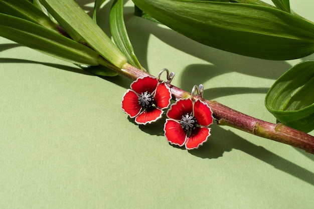 Free photo still life of aesthetic earrings