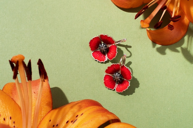 Free photo still life of aesthetic earrings