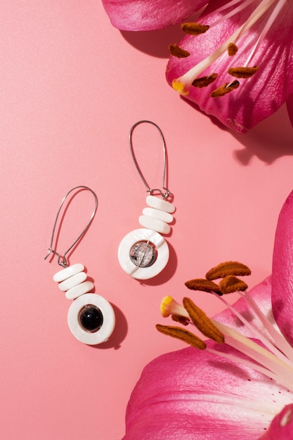 Free Photo still life of aesthetic earrings