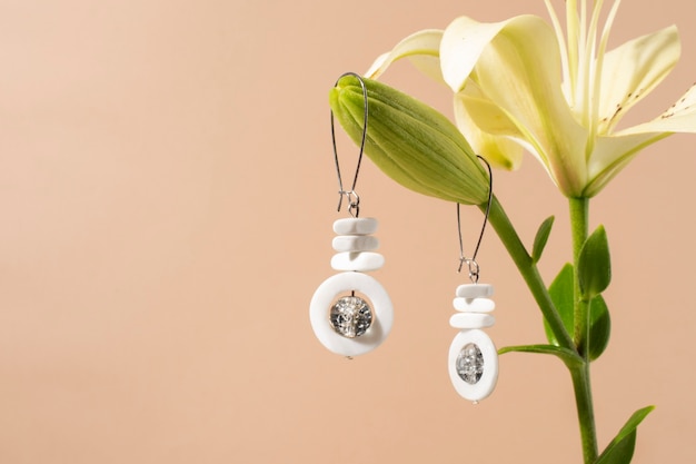 Free photo still life of aesthetic earrings