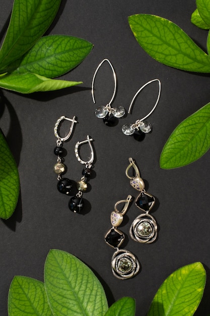 Free Photo still life of aesthetic earrings