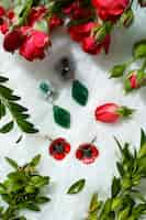 Free photo still life of aesthetic earrings