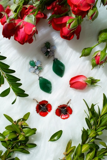 Free Photo still life of aesthetic earrings