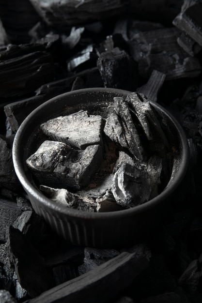 Free photo still life of ashes with charcoal