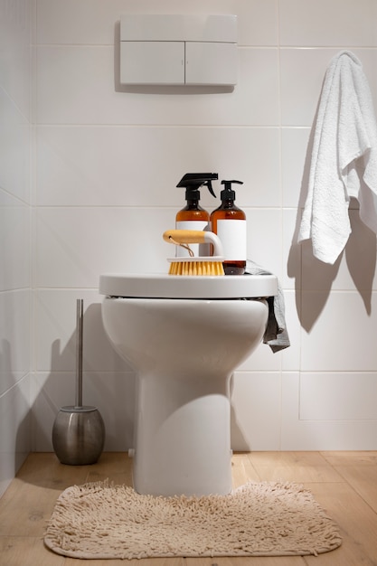 Free Photo still life of bathroom cleaning products