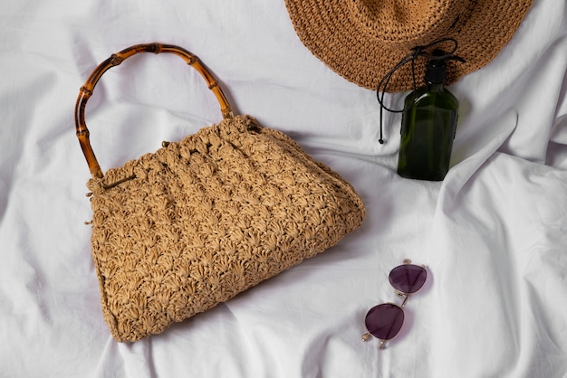 Still life of beach bag ready for travel